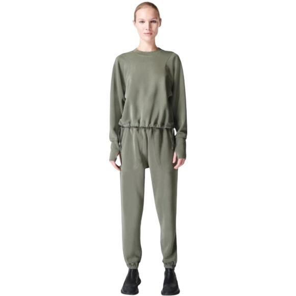 Sweaty Betty Green Sand Wash Sweatshirt Joggers Sweatsuit Set - Picture 1 of 12